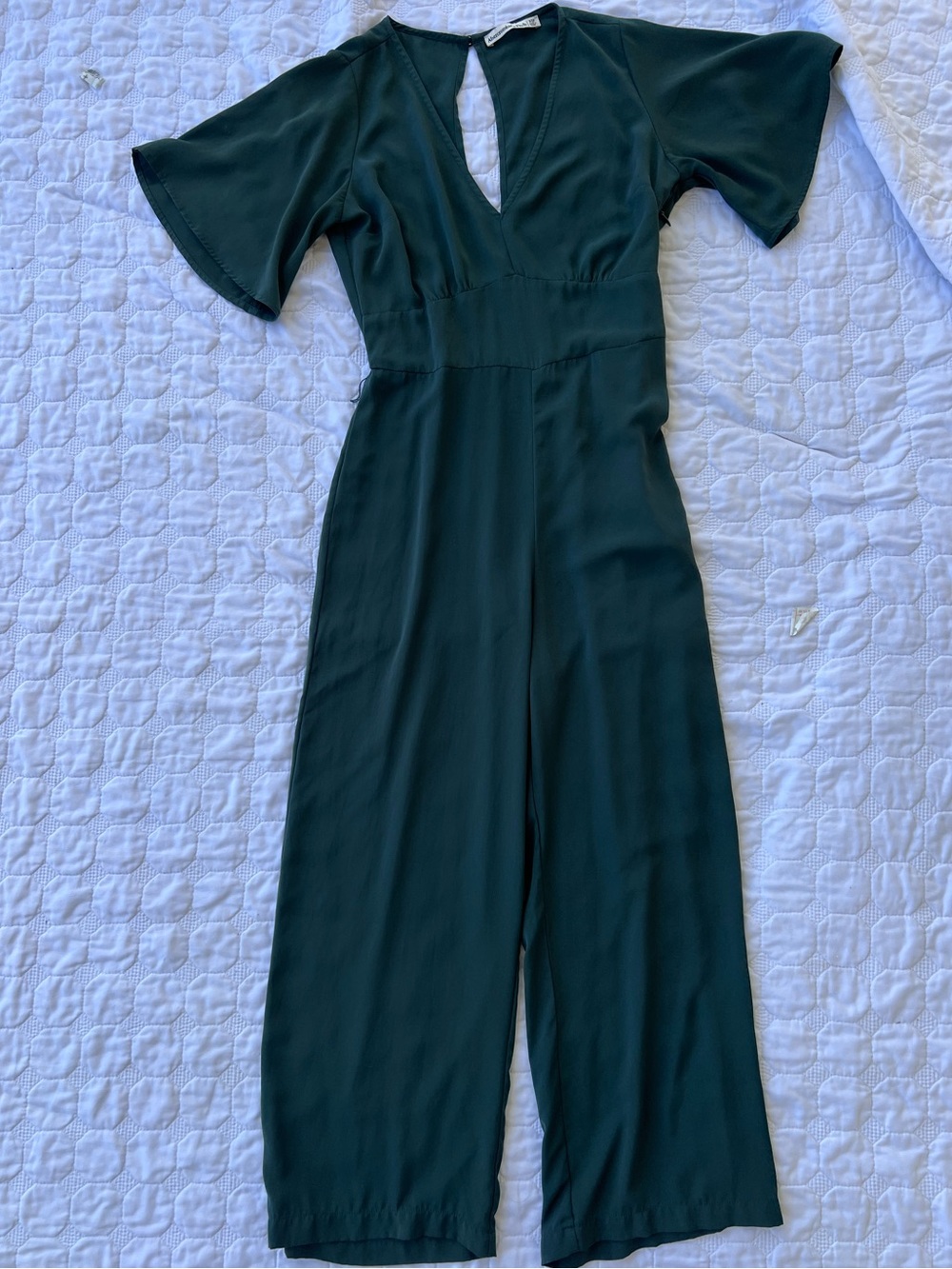 Abercrombie V neck Jumpsuit - flowy short sleeve Forest Green - Womens size XSP
